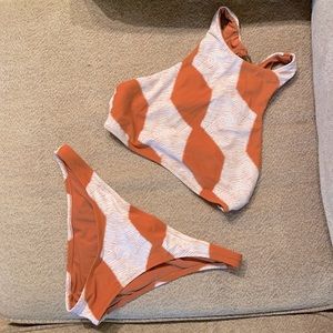 Boho Burnt Orange Metal Ring Bikini